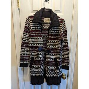 CAMBRIDGE DRY GOODS Fair Isle Clasp Front Lambs Wool Cardigan sz.M
